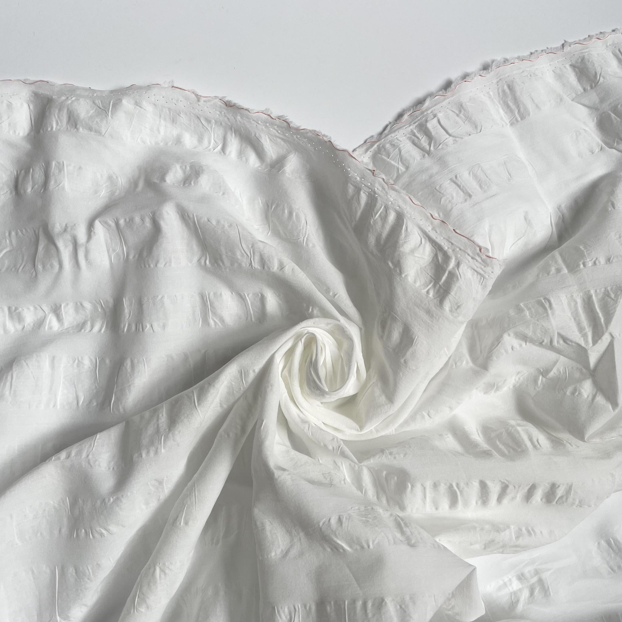 Kokka Cotton Lawn Salt Shrunk Seersucker - White Stripes