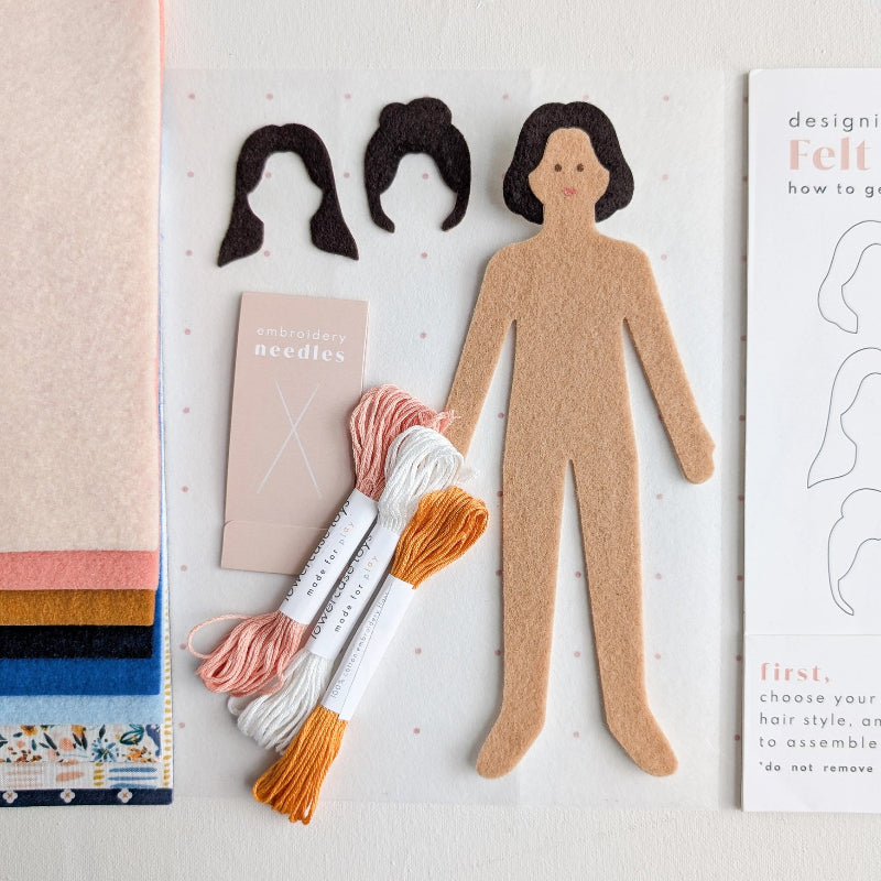 dress design craft making kit Lowercase Toys Felt Doll New Arrivals Hanna Elegant V Neck Step into the spotlight BLACK:BLACK