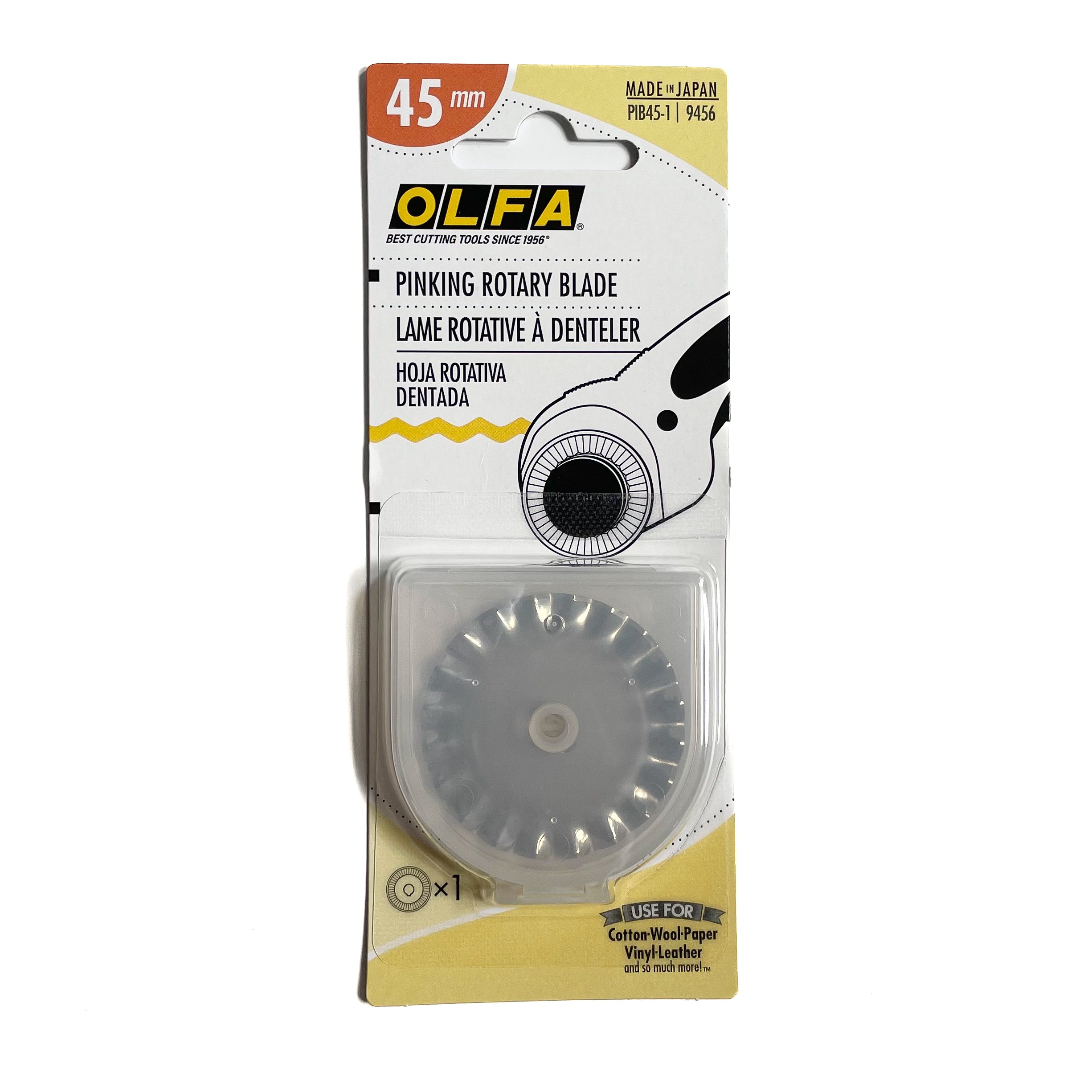 OLFA pinking rotary blade packaging on a white background