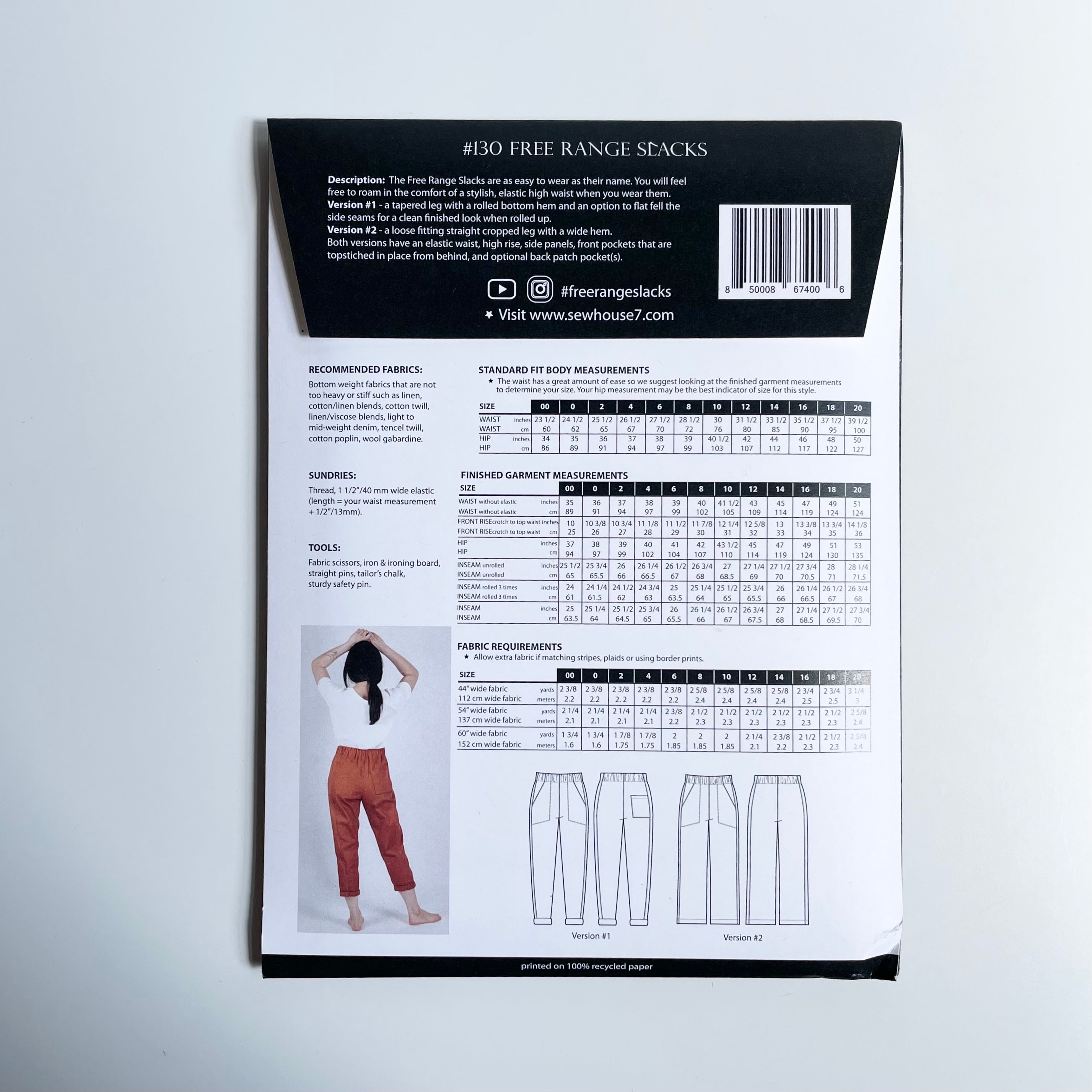 Sew House Seven Patterns : Free Range Slacks