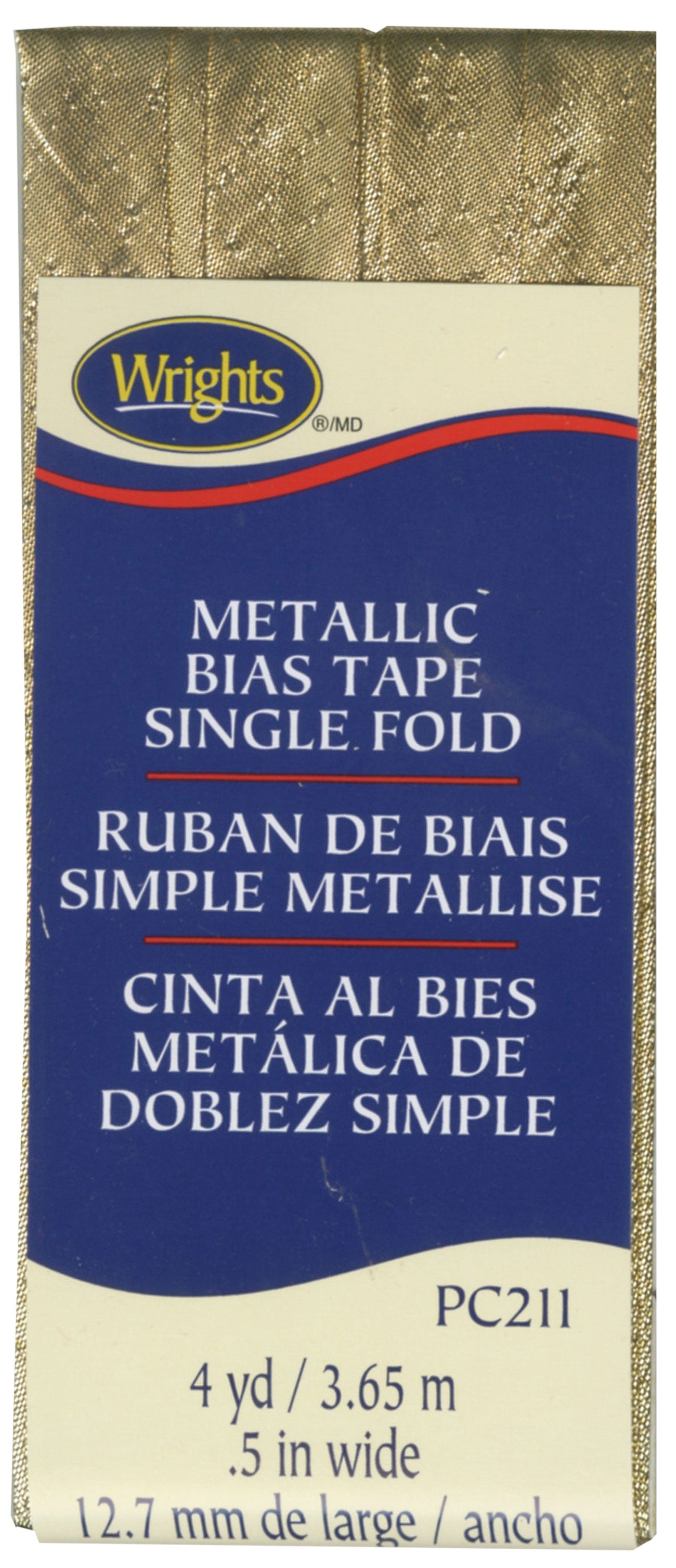 Metallic Single Fold Bias Tape - Gold Lame