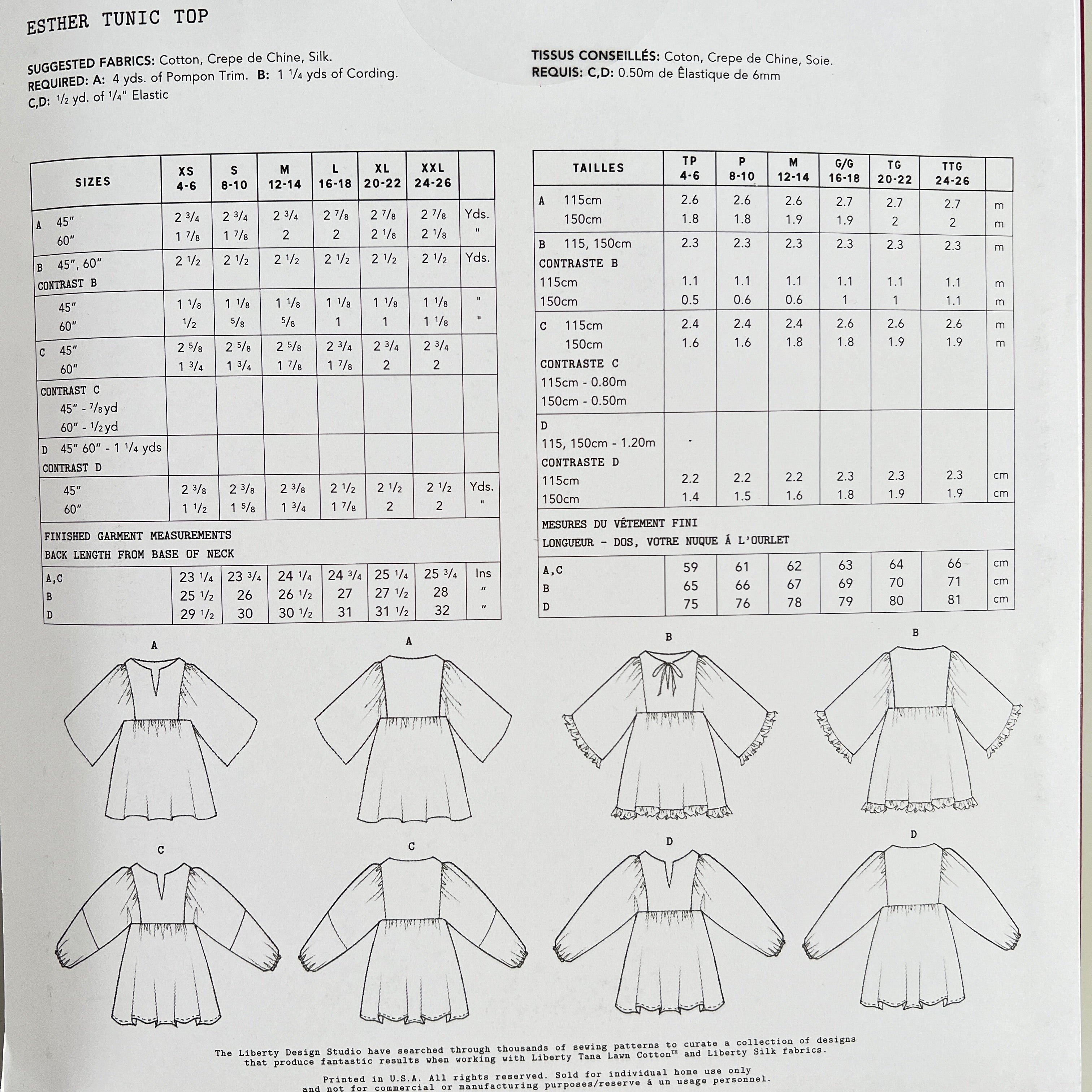 Esther Tunic sewing pattern by Liberty Fabrics
