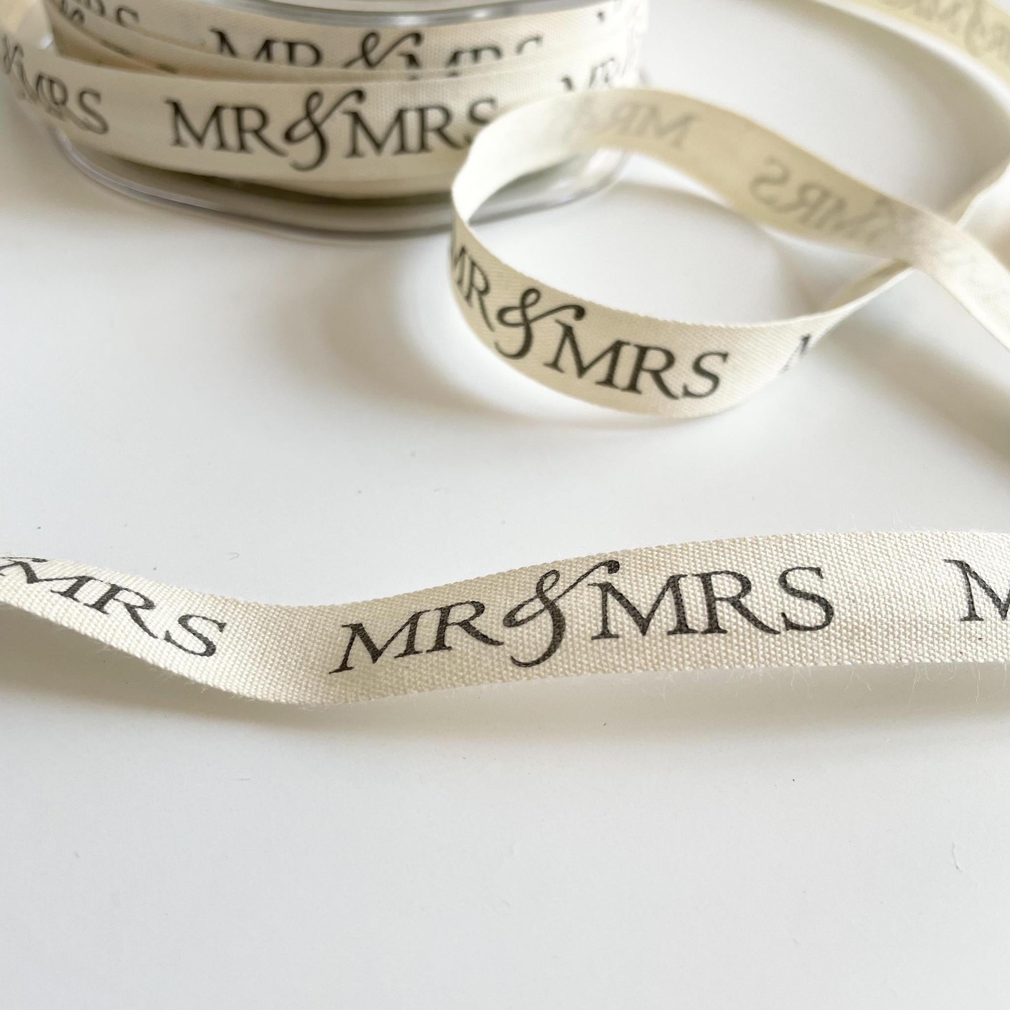 May Arts Ivory Cotton Ribbon - Mr & Mrs
