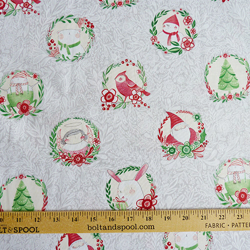 Blend Fabrics : Merry & Bright Glad Tidings - Gray christmas animals quilting cotton 