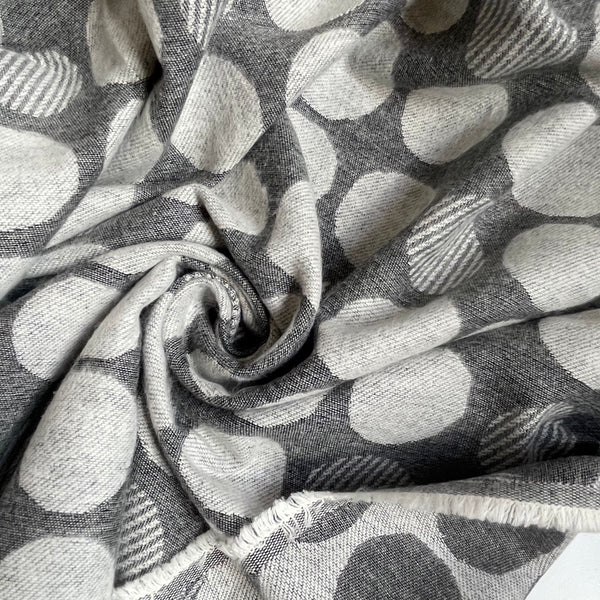 Kokka Brushed Cotton Jacquard - Gray Spots