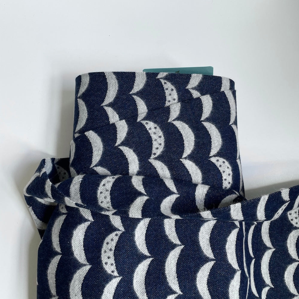 Kokka Brushed Cotton Jacquard - Navy Crescents – Bolt & Spool