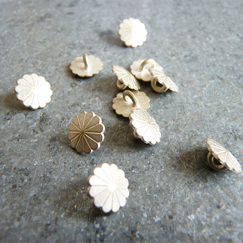flower petal gold metal shank button