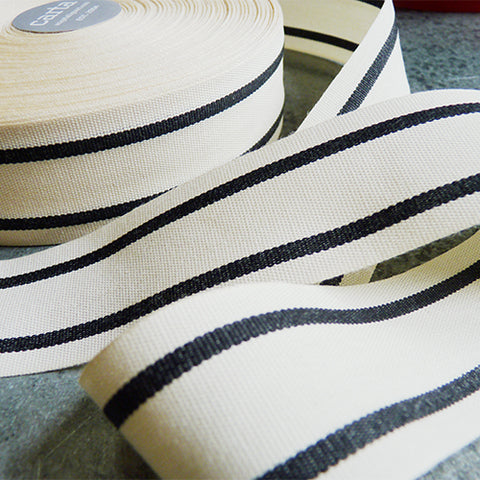 Studio Carta : Striped Cotton Ribbon - Natural / Black