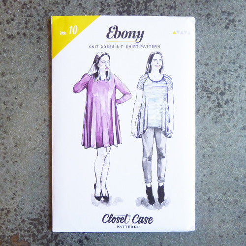 closet case ebony t-shirt and dress sewing pattern
