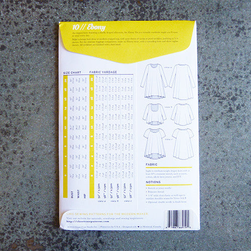 closet case ebony t-shirt and dress sewing pattern