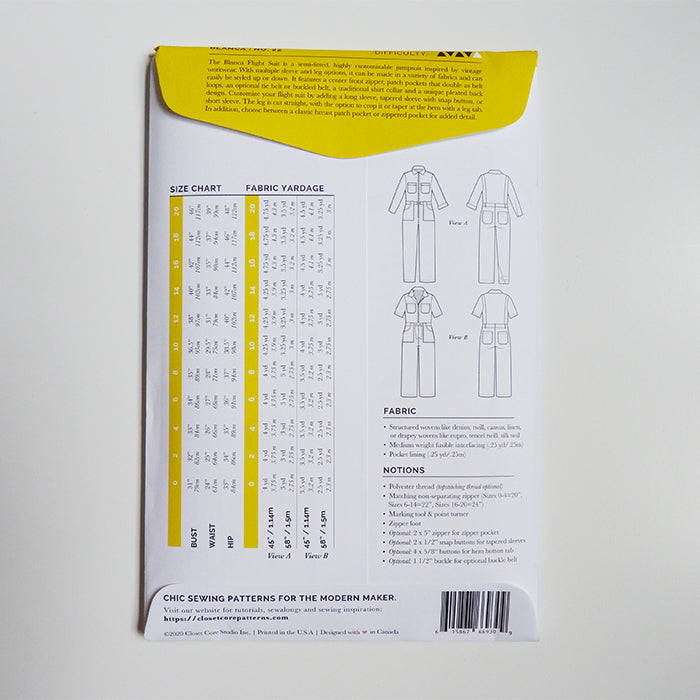 Closet Core Patterns : Blanca Flight Suit sewing pattern