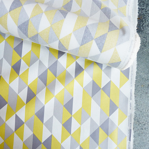 cloud9 organic coated cotton yellow gray diamonds