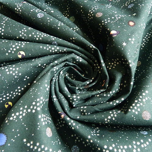 Cotton and Steel : Across the Universe - Rogue Planets - Teal quilting cotton