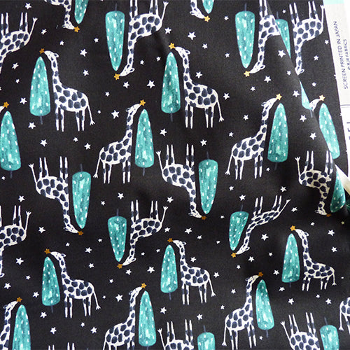 Cotton and Steel : Chill Out - Wish Upon A Star Aqua Metallic giraffe quilting cotton