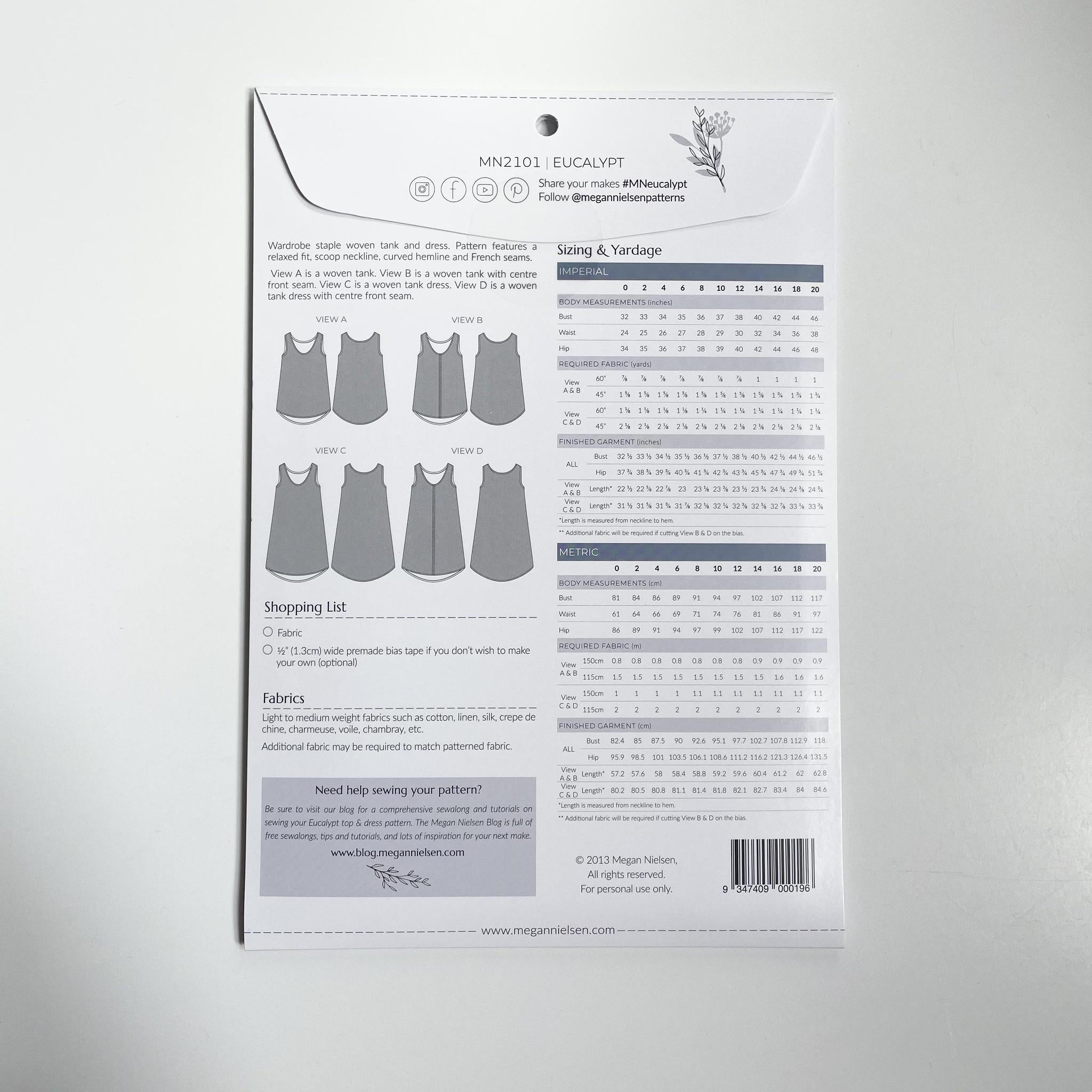 Megan Nielsen Patterns : Eucalypt Top & Dress