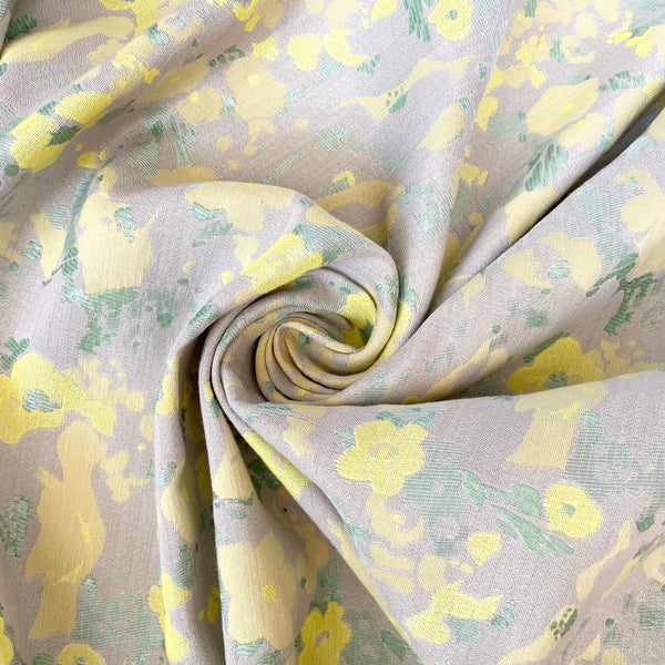 FCN Textiles : Freshness Brocade - Silver / Yellow