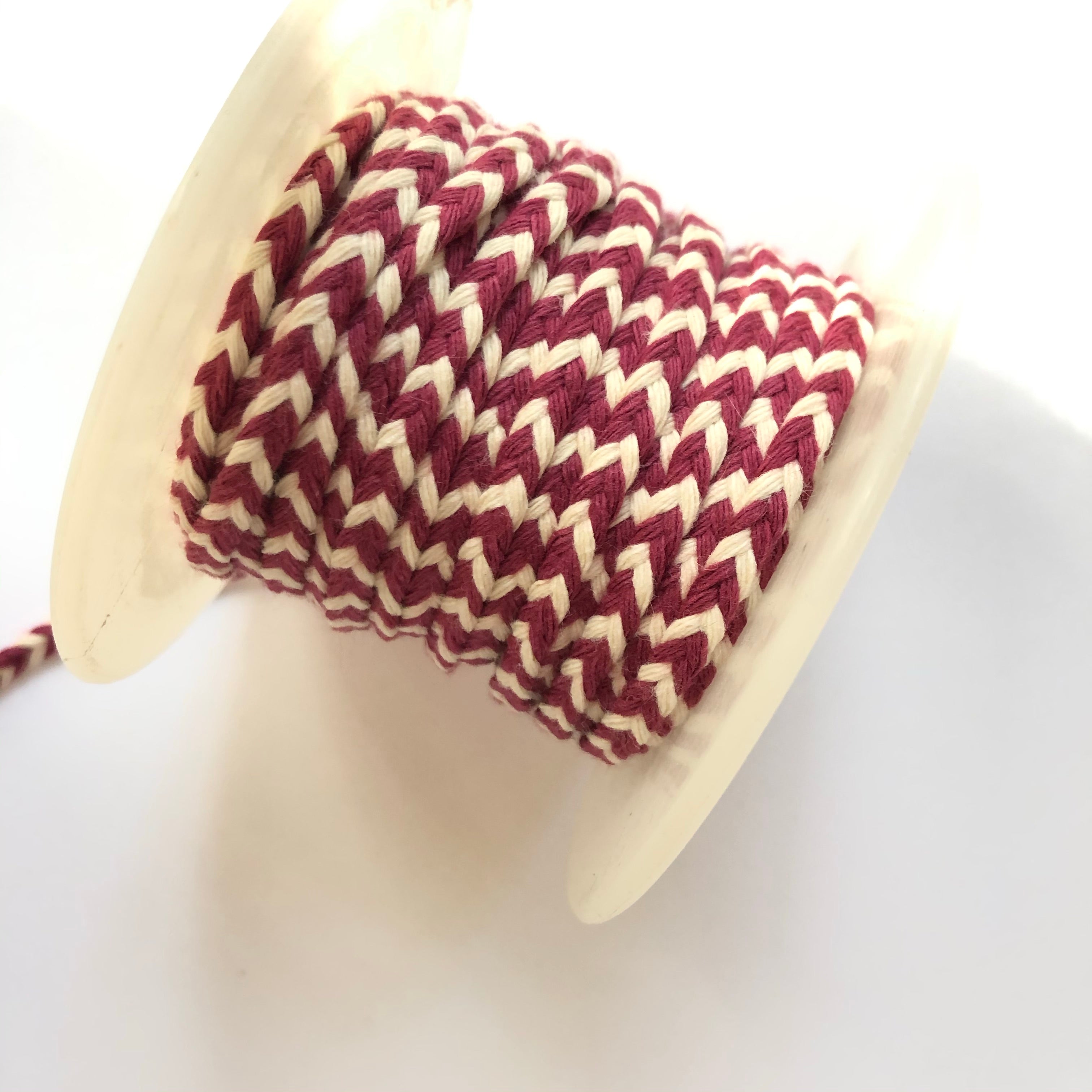 French Cotton Chevron Braid Trim - Red / Ecru
