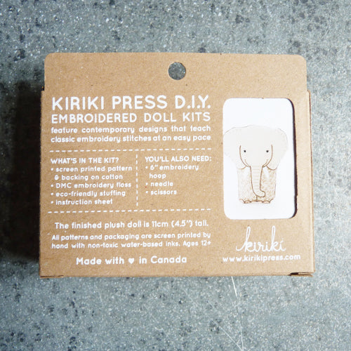 kiriki press embroider stuffed elephant doll kit