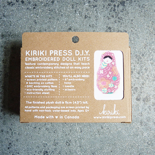 kiriki press embroider stuffed matryoshka doll kit