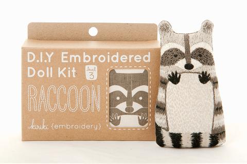 kiriki press embroiderd doll raccoon kit