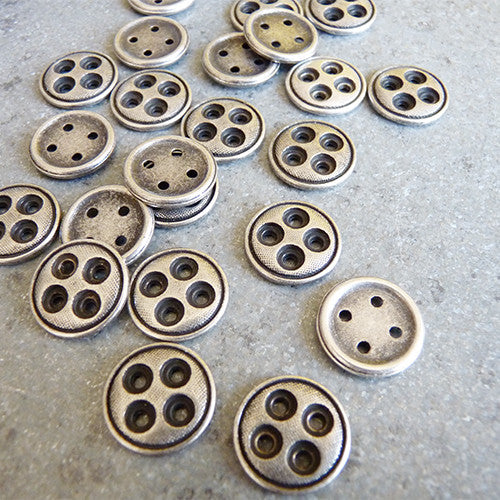 antique layered button silver 4 hole