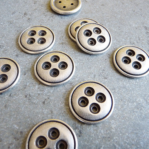 antique layered button silver 4 hole