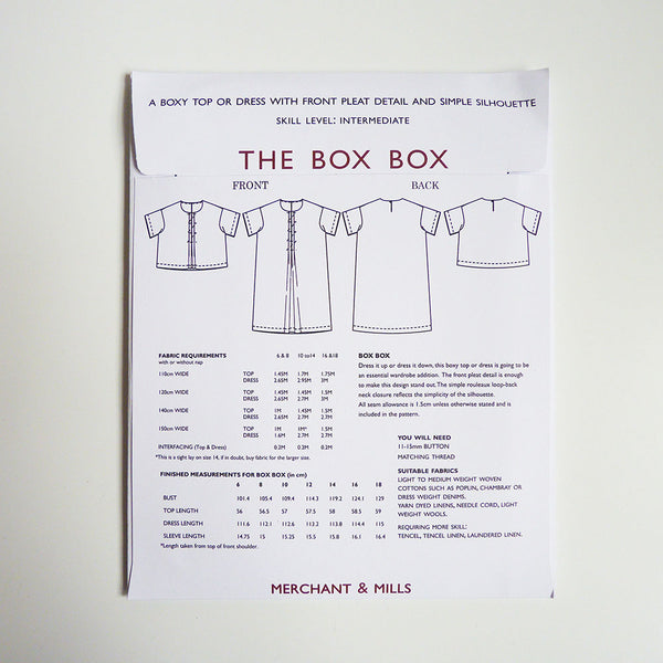 Merchant & Mills Pattern : Box Box