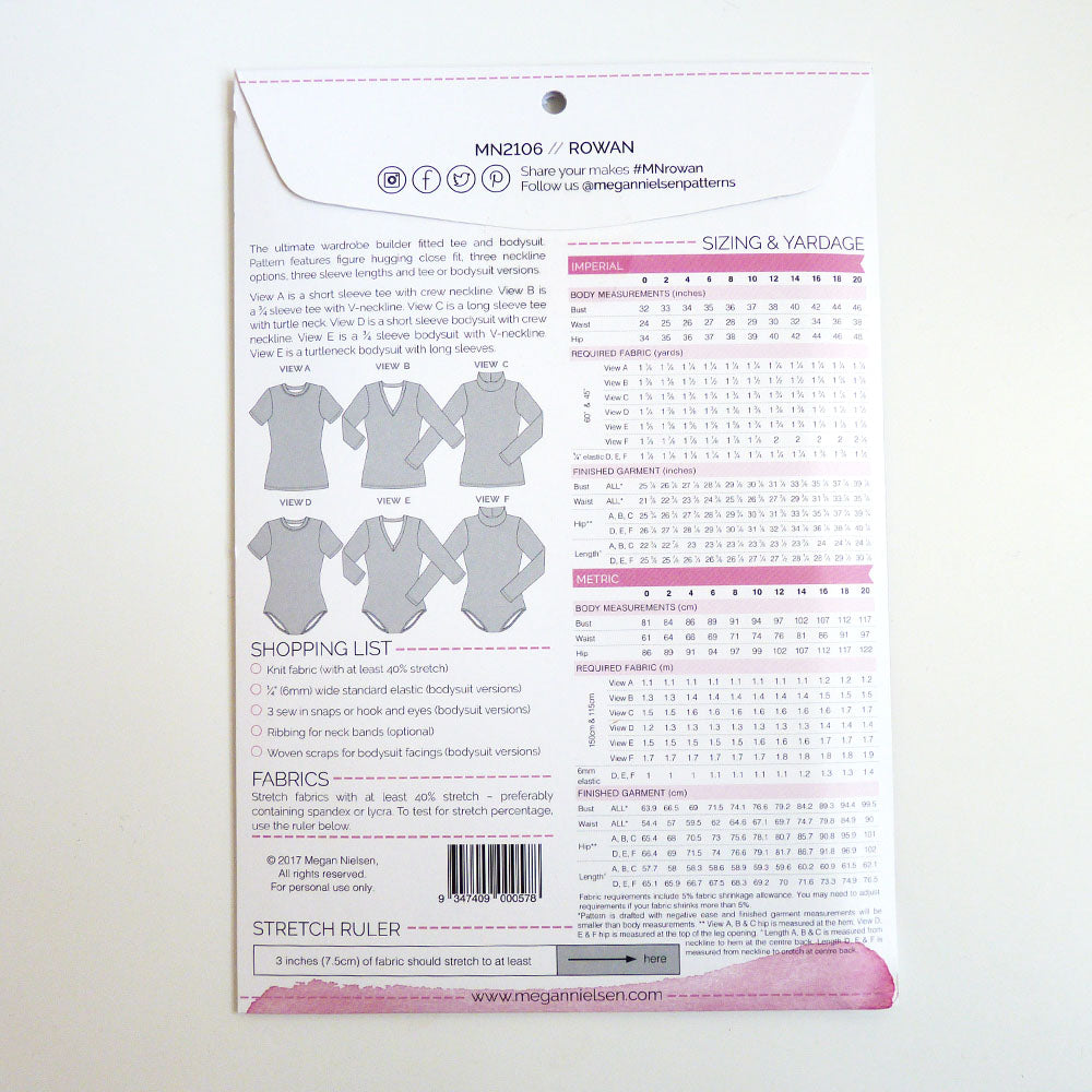 Megan Nielsen Patterns : Rowan Bodysuit & Tee