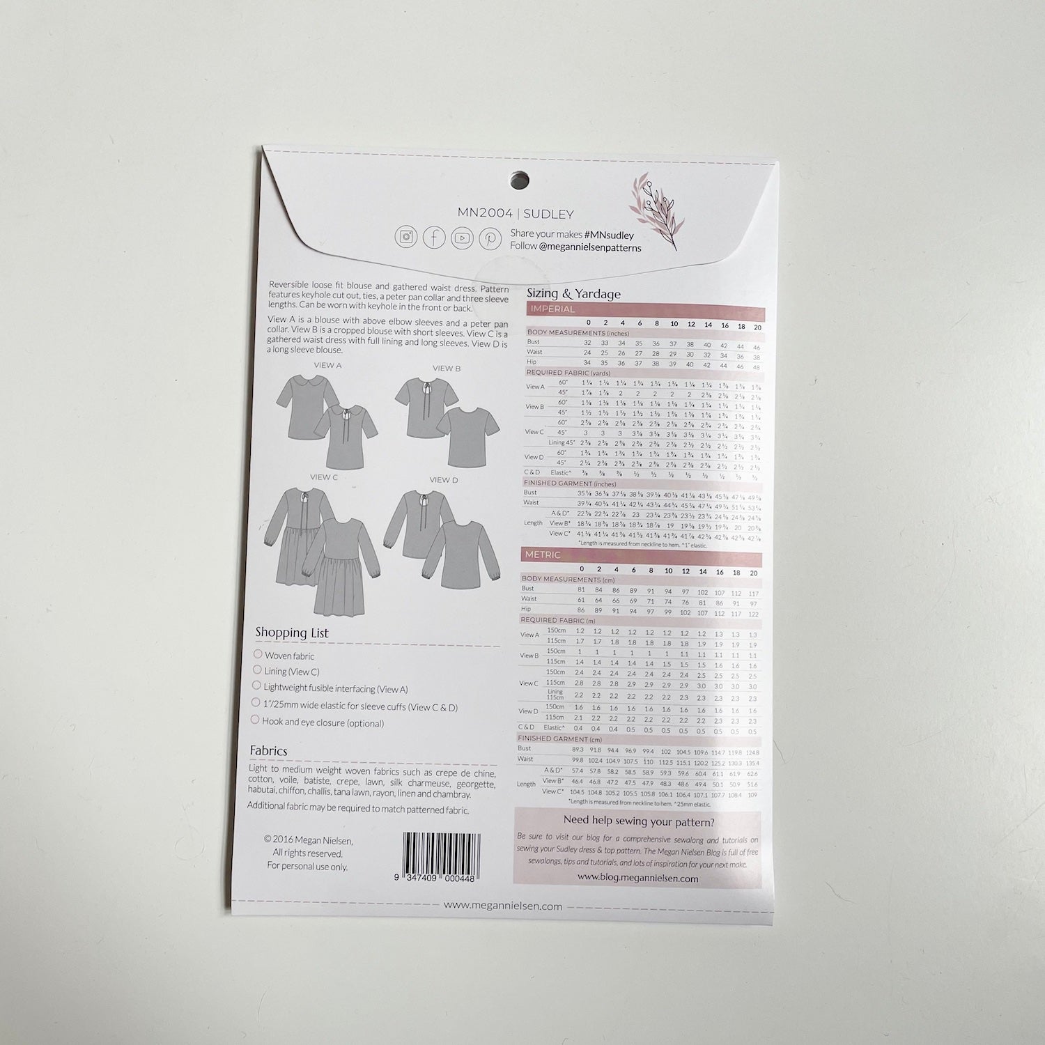 Megan Nielsen Patterns : Sudley Top