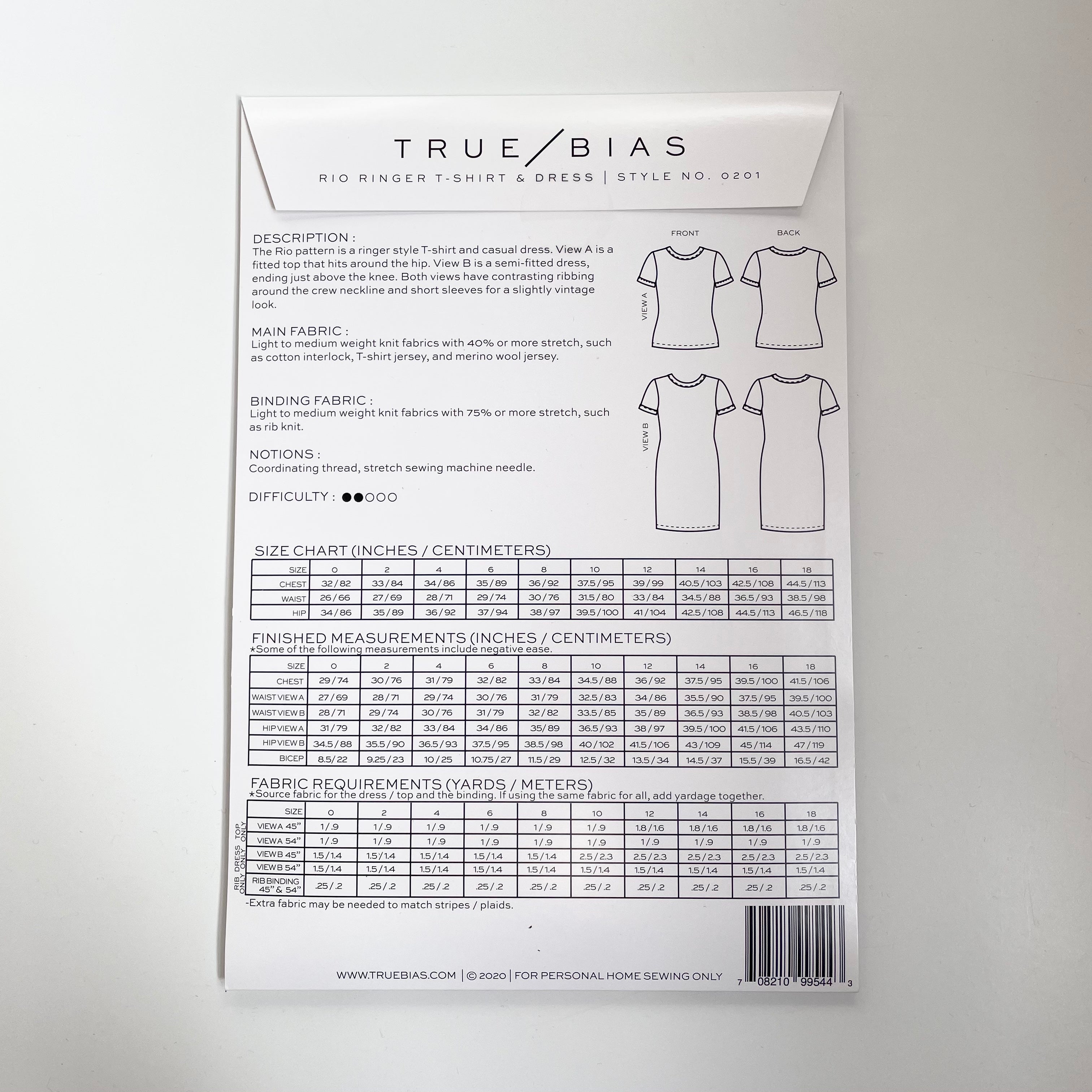 True Bias Patterns : Rio Ringer T-Shirt & Dress