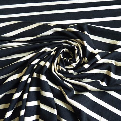 Dynomite Striped Viscose Jersey fabric - Black / Sand