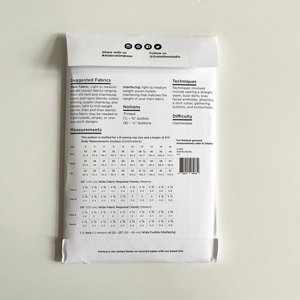 Grainline Studio : Alder Shirtdress