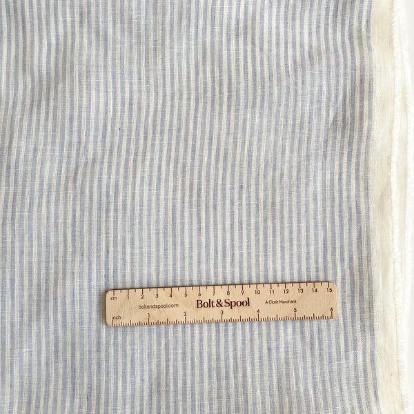Lightweight Striped Linen - White / Light Blue