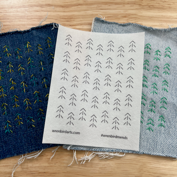 Wren Bird Arts : Washable Mending Patterns #11 Neon Green Nature