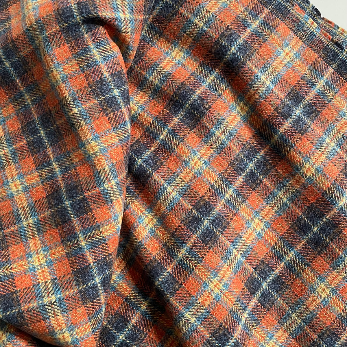 Yarn-Dyed Plaid Twill Flannel - Orange / Blue