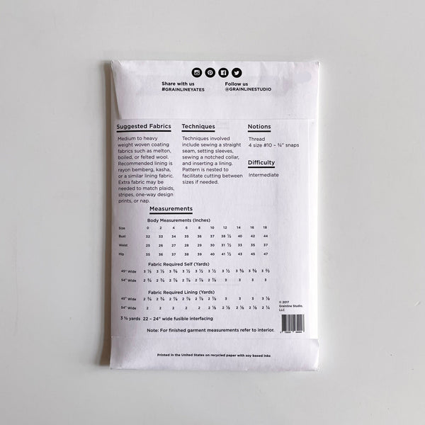 Grainline Studio : Yates Coat