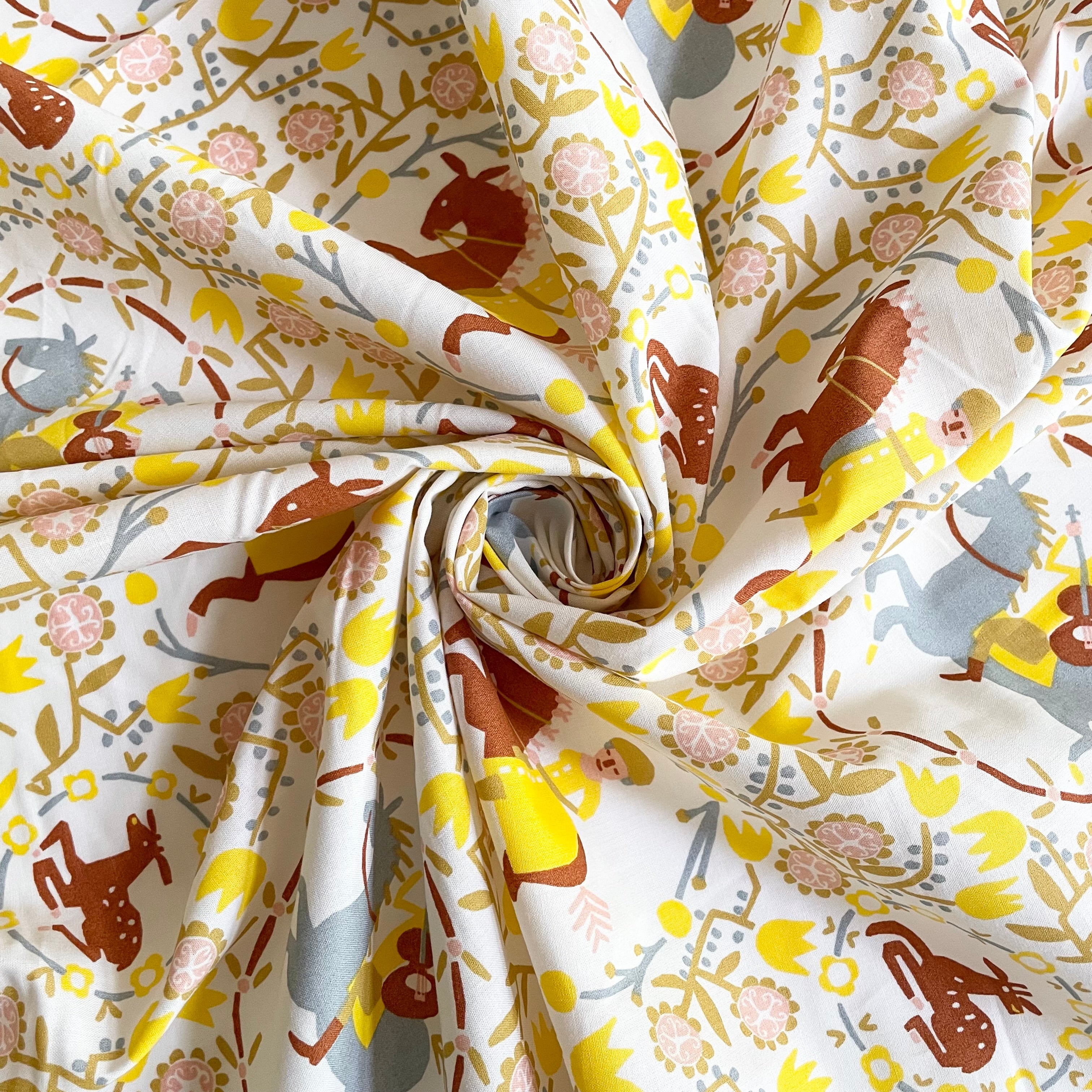 Little House Cottons Organic Poplin - Afternoon Trot Citrus