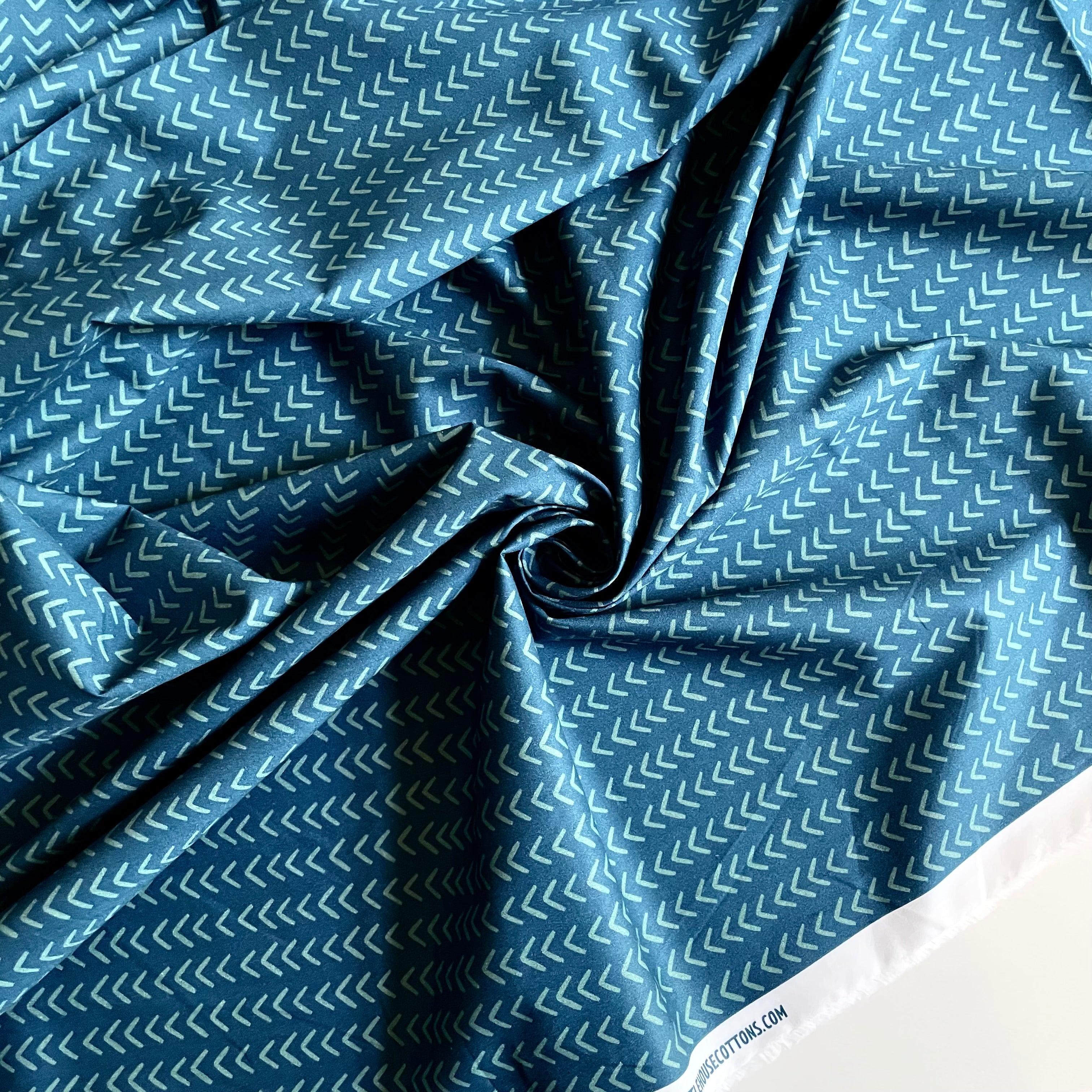 Little House Cottons Organic Poplin - Chevron Midnight Slate