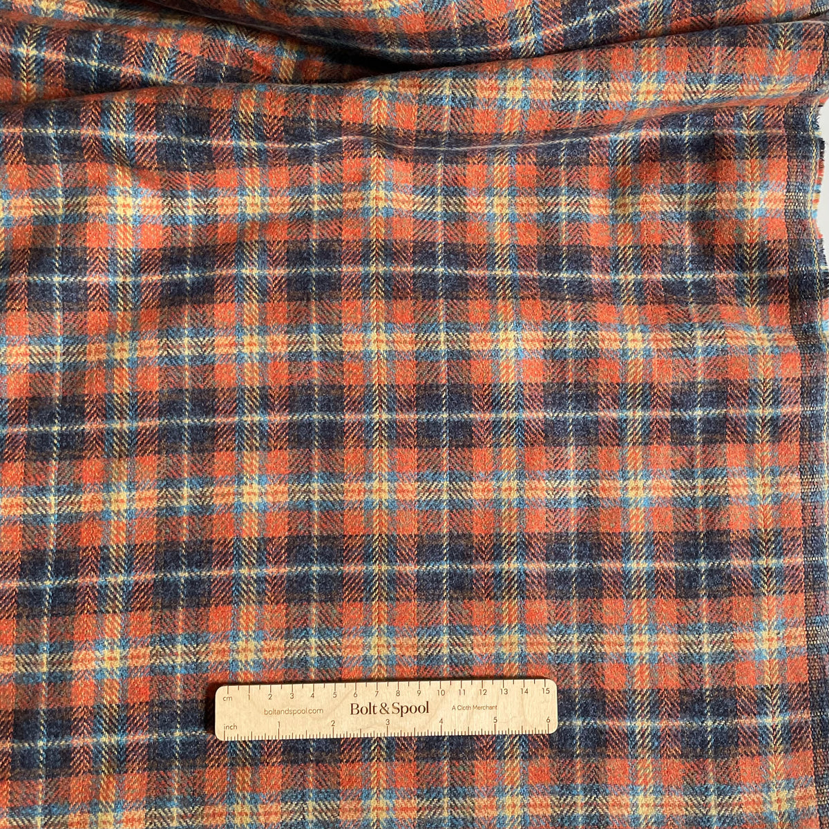 Yarn-Dyed Plaid Twill Flannel - Orange / Blue
