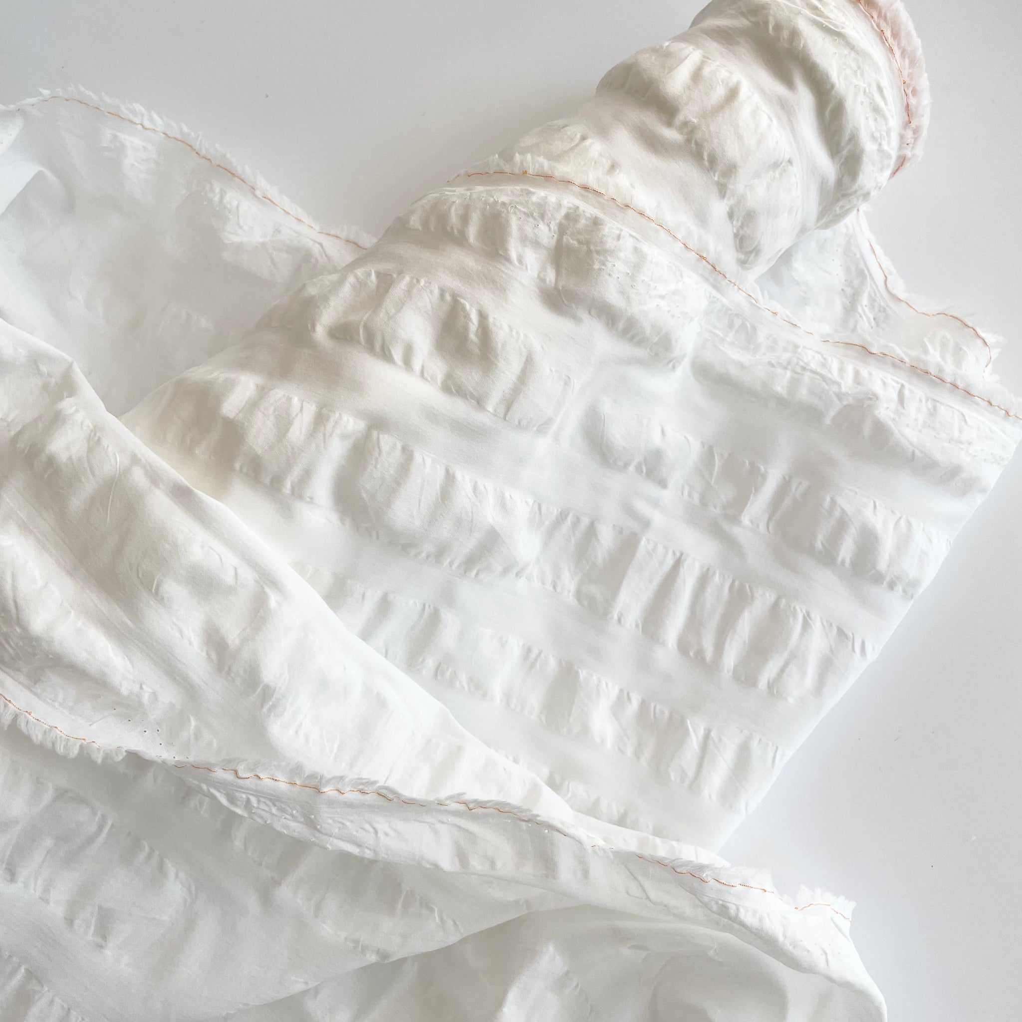 Kokka Cotton Lawn Salt Shrunk - White Stripes seersucker