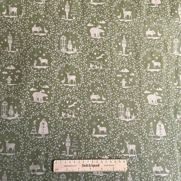 Tilda Fabrics quilting cotton : Merry Little Christmas - Paperscenes Artichoke green