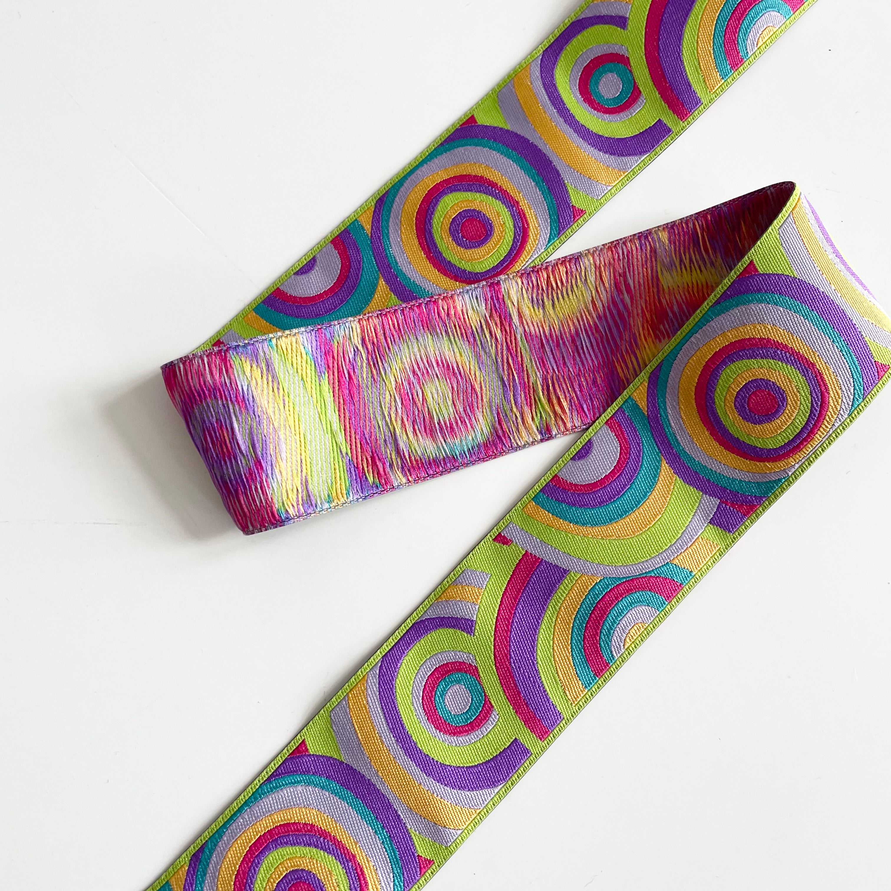 Kaffe Fassett Ribbon : Target Lime / Purple / Pink