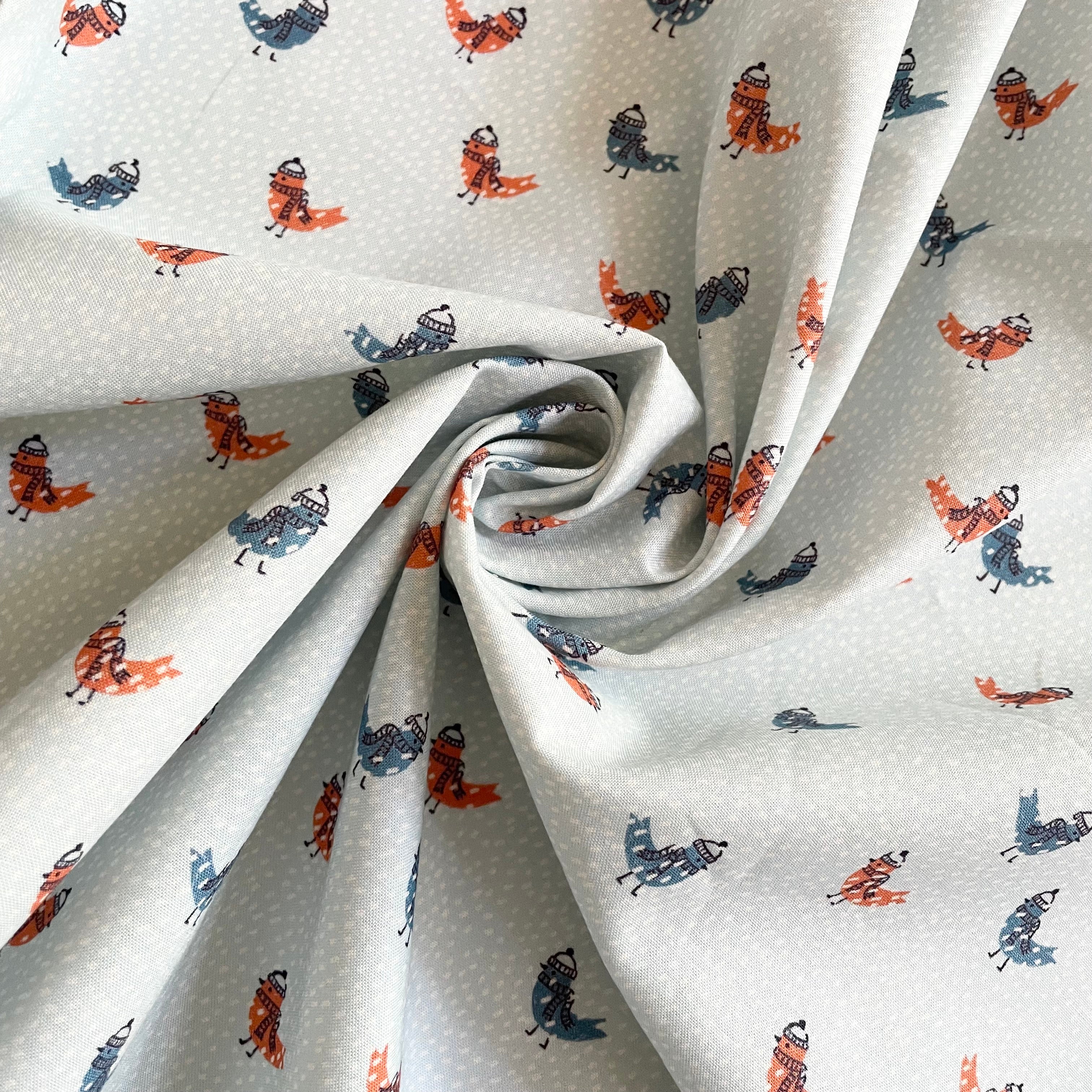 Cloud9 Organic Cotton : Snow Friends - Birdie Flurry Blue