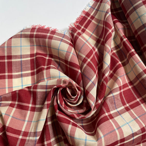 Linnet Cotton and Hemp Plaid - Red / Blue