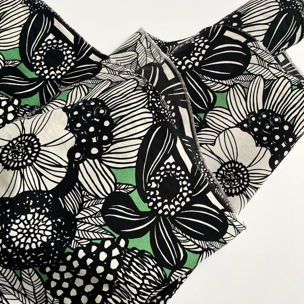 Kobayashi Nylon Taffeta - Floral Doodle Black / Green