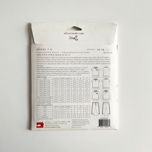 Oliver + S Patterns : Parachute Polo & Sweatpants