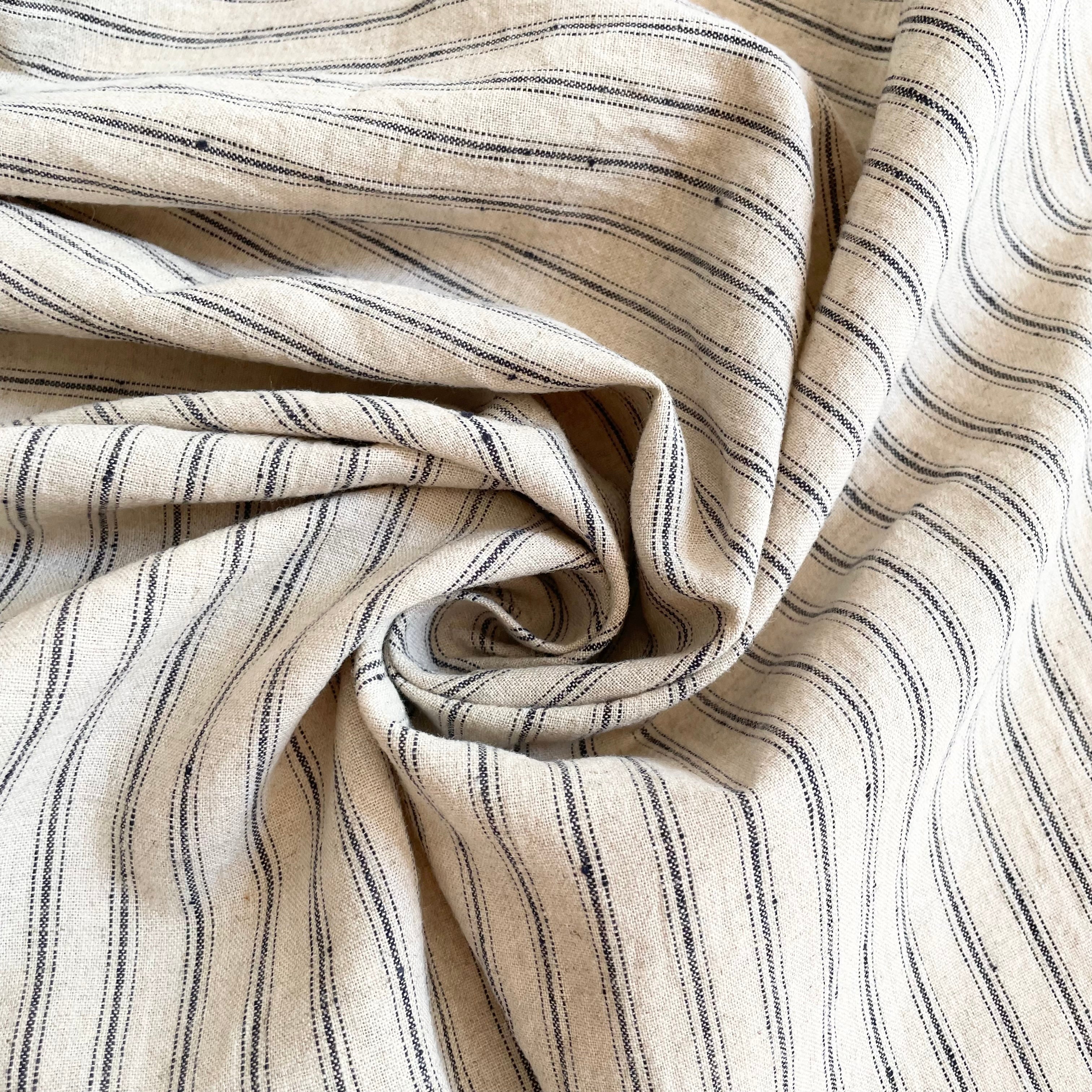 Cotton / Linen Sheeting - Black Ticking Stripe