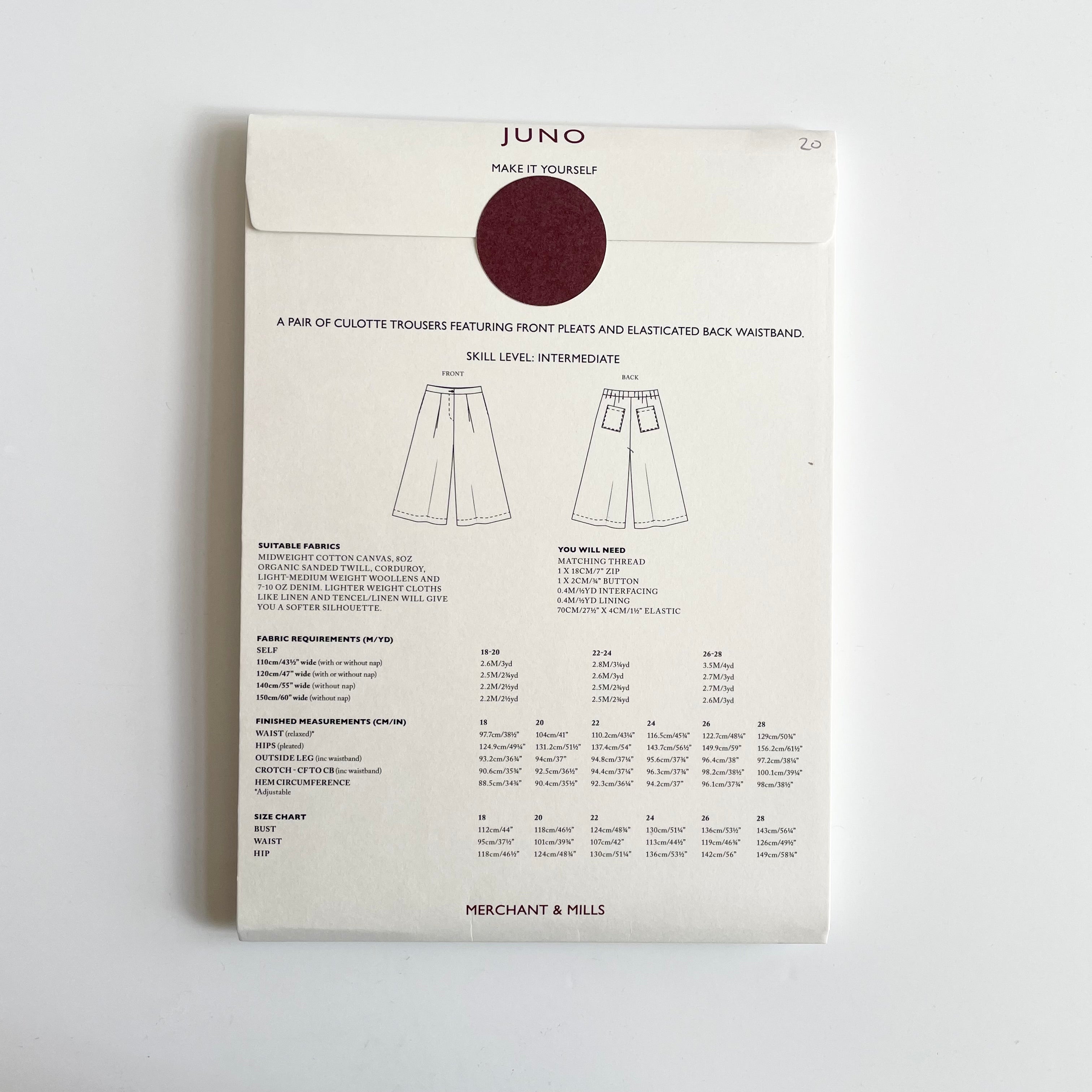 Merchant & Mills Pattern : Juno Sizes 18 - 28