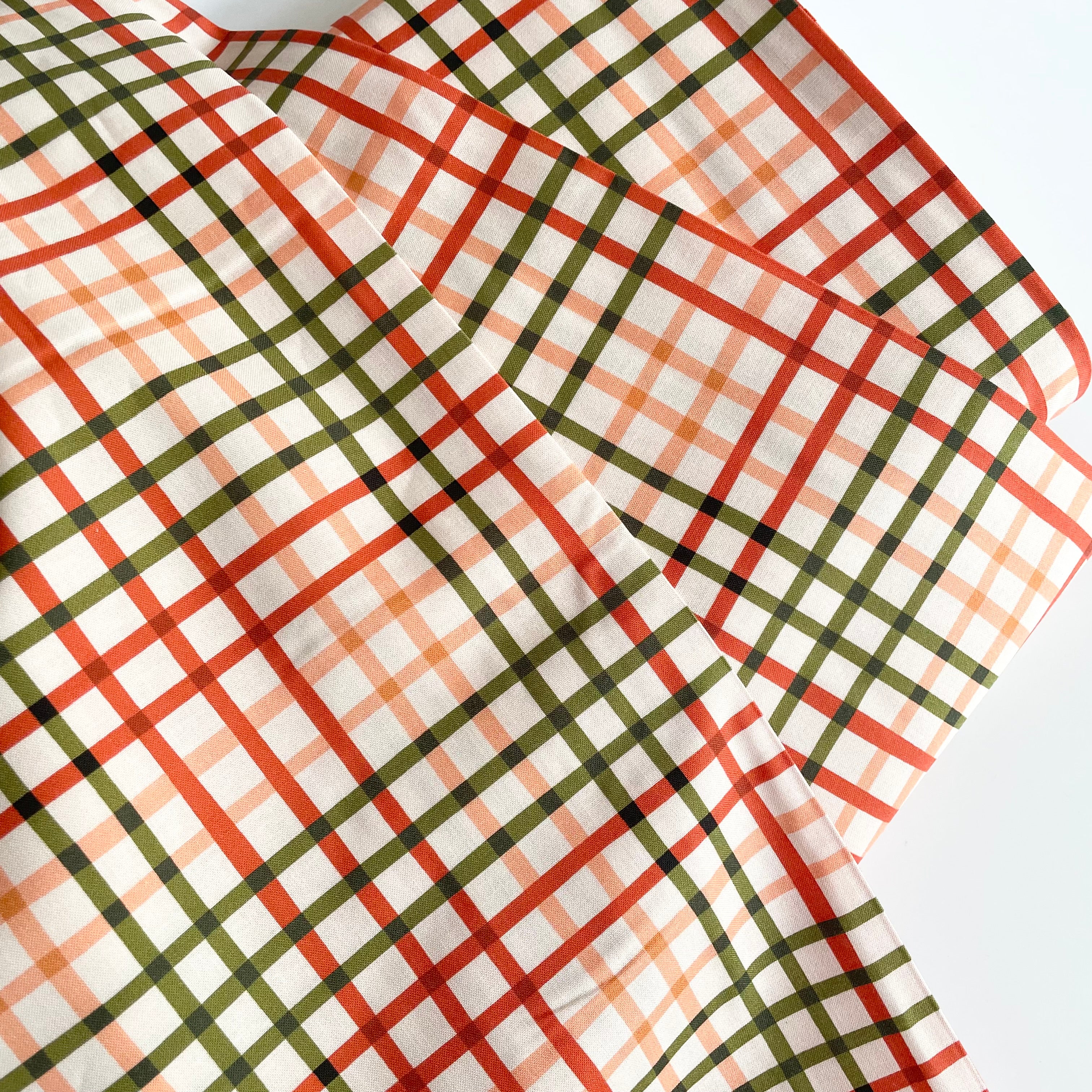 Cloud9 Fabrics : Crimson & Evergreen - Wavy Fun Checks