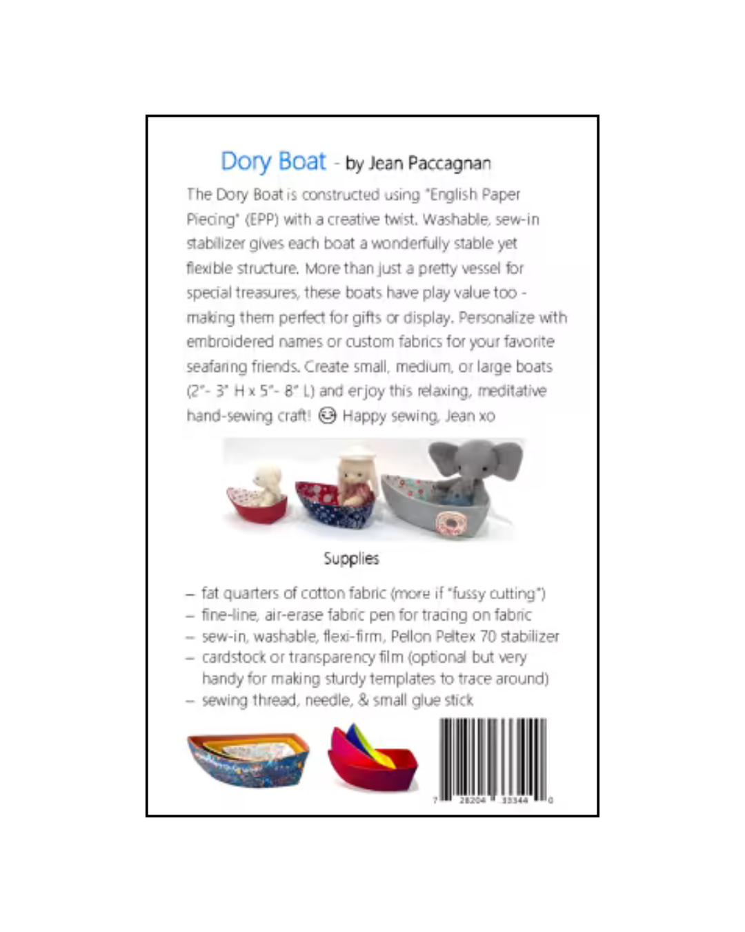 The Dory Boat English Paper Piecing Sewing Pattern